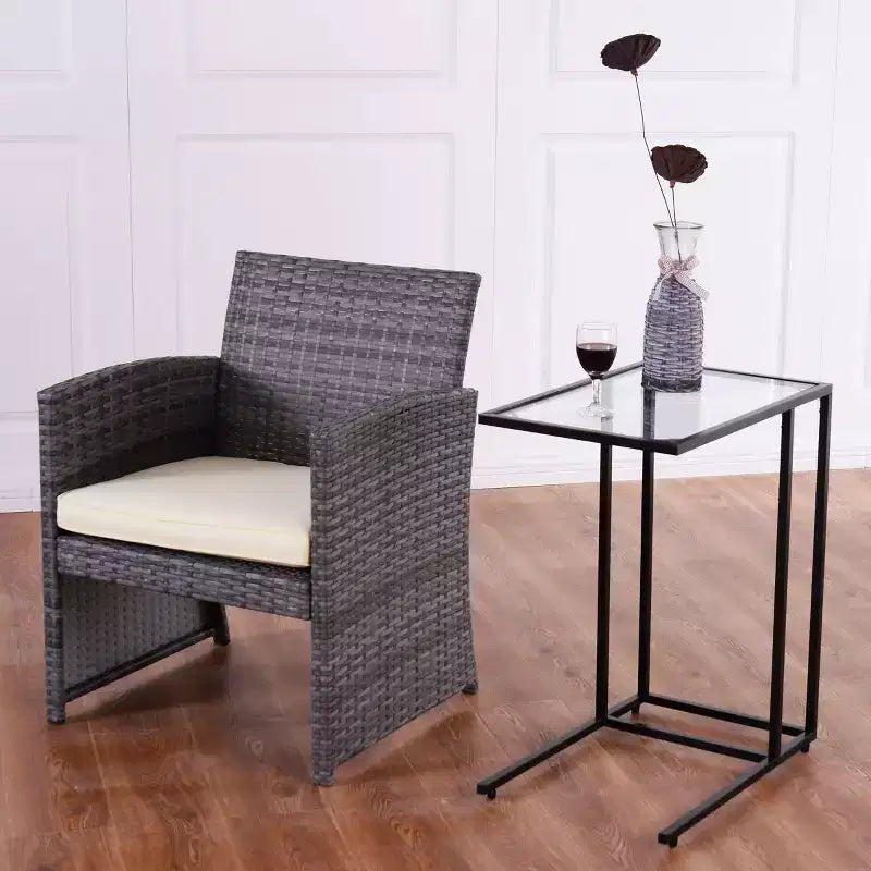Costway 2PCS Coffee Tray Side Sofa End Table Ottoman Couch Stand TV Lap W/Glass Top