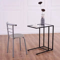 Costway 2PCS Coffee Tray Side Sofa End Table Ottoman Couch Stand TV Lap W/Glass Top