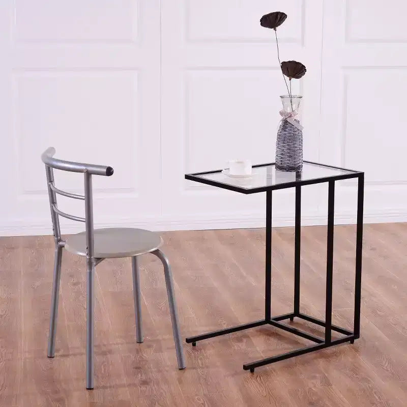 Costway 2PCS Coffee Tray Side Sofa End Table Ottoman Couch Stand TV Lap W/Glass Top