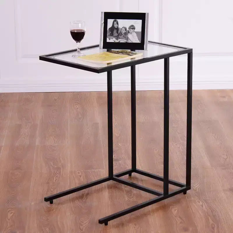 Costway 2PCS Coffee Tray Side Sofa End Table Ottoman Couch Stand TV Lap W/Glass Top