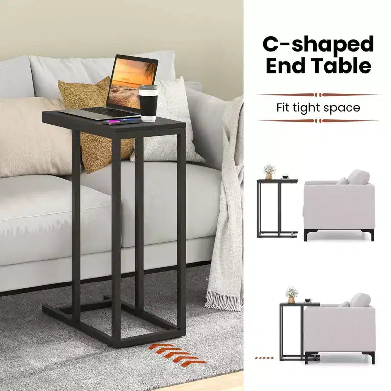 Costway Coffee Tray Sofa Side End Table Ottoman Couch Console Stand TV Lap Snack Black