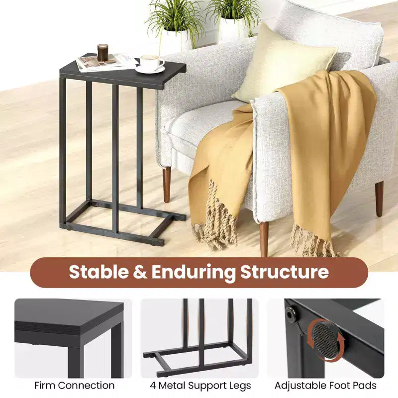 Costway Coffee Tray Sofa Side End Table Ottoman Couch Console Stand TV Lap Snack Black