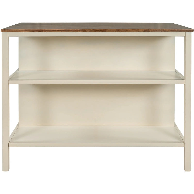 Topmax Solid Wood Rustic 45 Stationary Kitchen Island