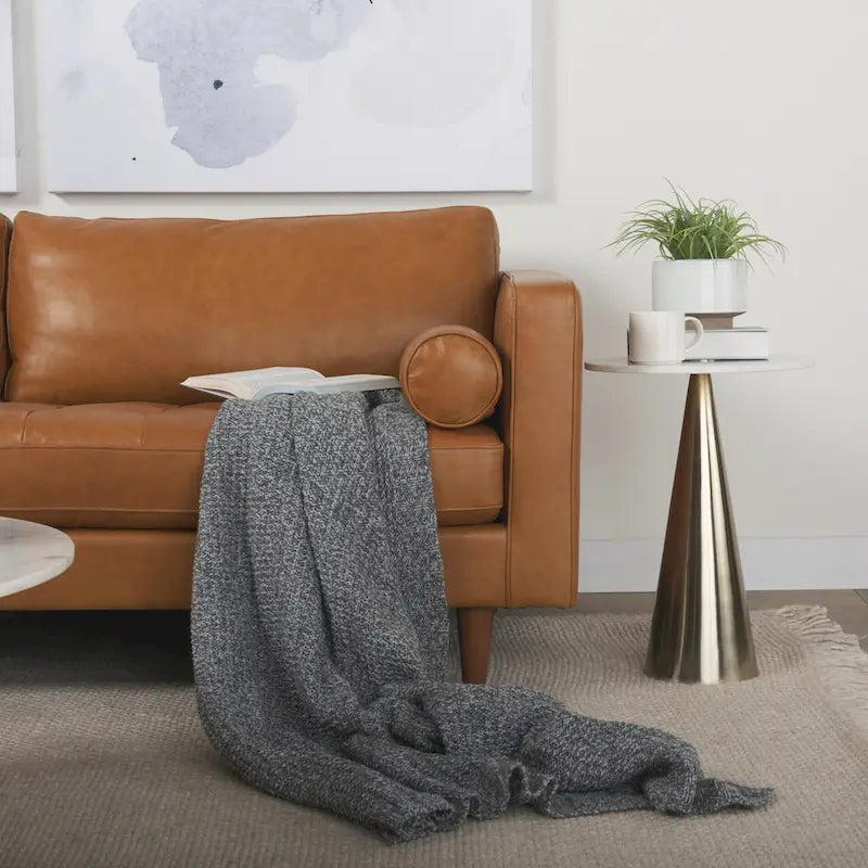 Svend Tan Leather Sofa