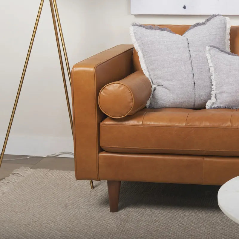Svend Tan Leather Sofa