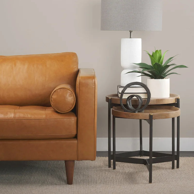 Svend Tan Leather Sofa