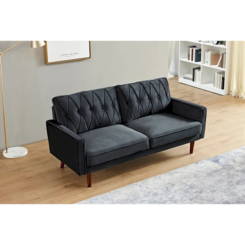 Feemster 69.3 Wide Velvet Tufted Cushion Back Sofa