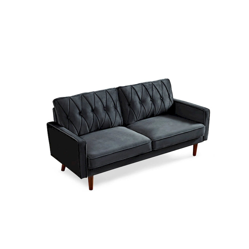 Feemster 69.3 Wide Velvet Tufted Cushion Back Sofa
