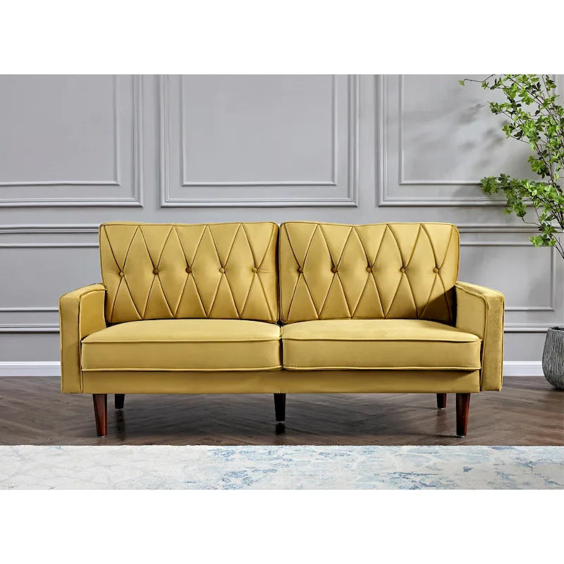 Feemster 69.3 Wide Velvet Tufted Cushion Back Sofa