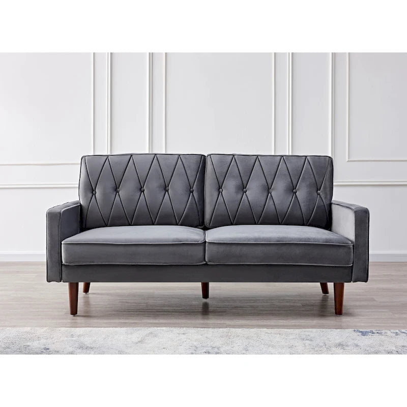 Feemster 69.3 Wide Velvet Tufted Cushion Back Sofa