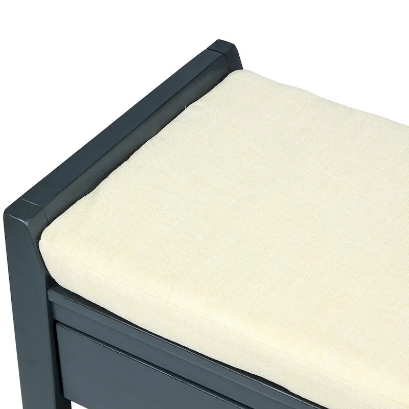 Modern Multipurpose Entryway Storage Bench With Upholstered Seat and Drawers