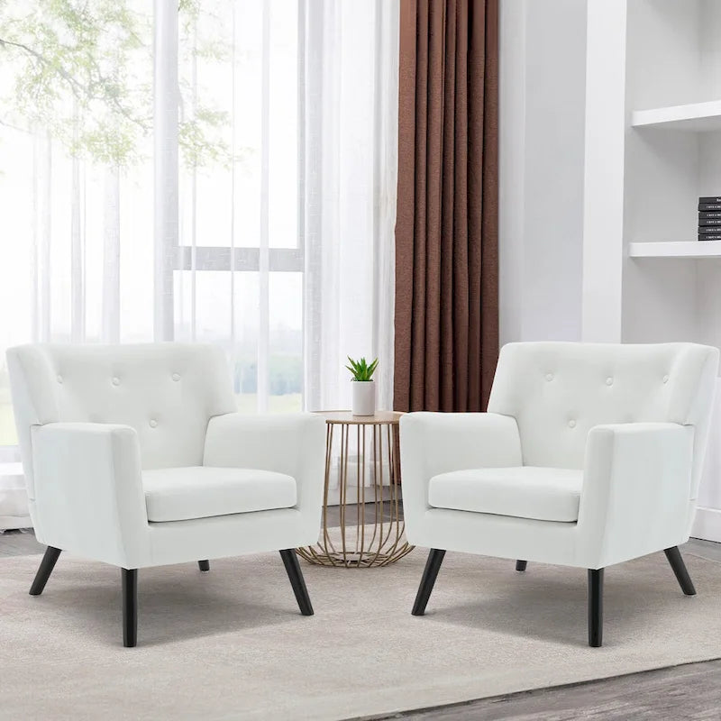 Velvet Upholstered Armchair Tufted Accent Chair, Set of 2 - 30.71H x 28.35 W x 27.56D