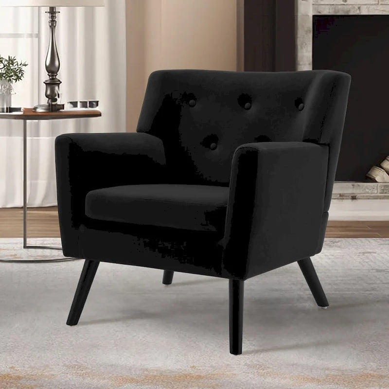 Velvet Upholstered Armchair Tufted Accent Chair, Set of 2 - 30.71H x 28.35 W x 27.56D