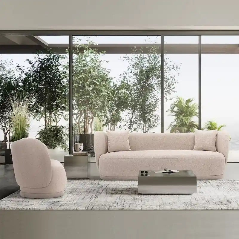 Manhattan Comfort Contemporary Siri Sofa and Accent Chair Set with Pillows