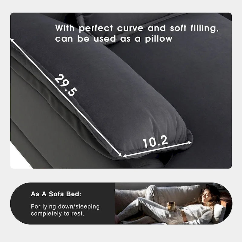 Modern U-shaped Sectional Sofa with Waist PillowsSleeper Sofa Couch with Chaise Lounge
