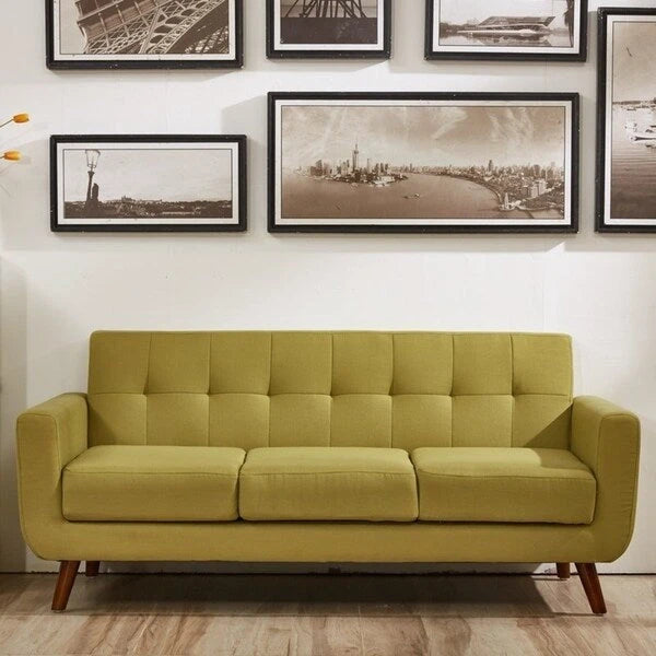 U.S. Pride Furniture Grace Rainbeau Linen Upholstered Tufted Mid-century Sofa