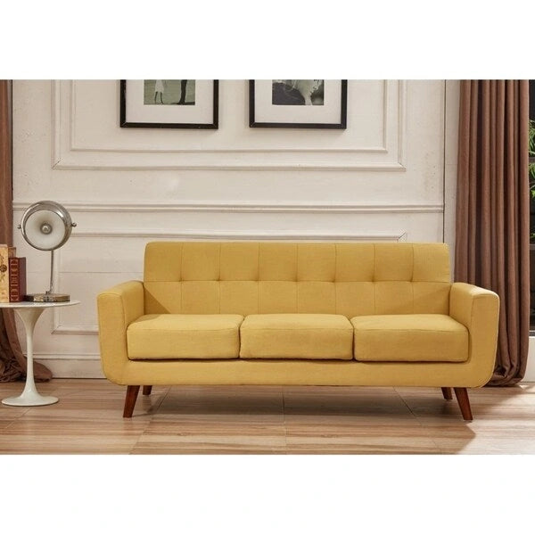U.S. Pride Furniture Grace Rainbeau Linen Upholstered Tufted Mid-century Sofa