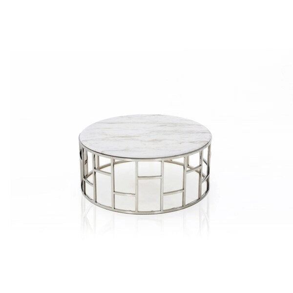 Modrest Silvan Modern Marble & Stainless Steel Coffee Table