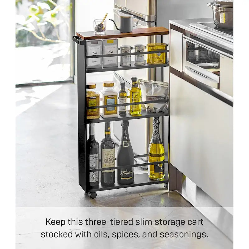 Yamazaki Home Slim Storage Cart, Steel, Holds 26.4 lbs, Minimal Assembly - L 18.7 x W 5.12 x H 31.69 inches