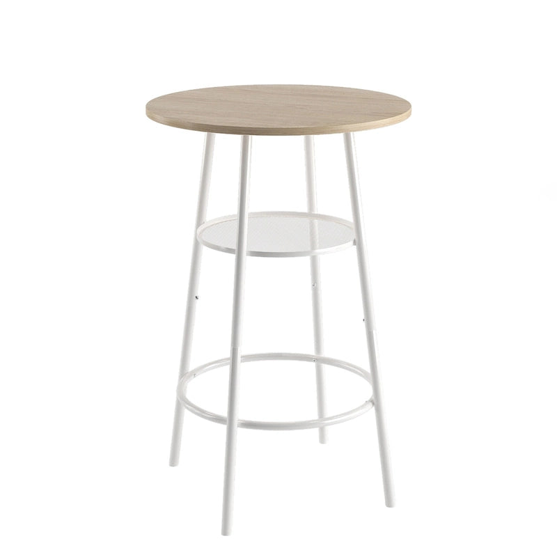 3-Piece Bar Table Set, Round Bar Table with 2 Stools and Storage Shelf- 23.6x36.2 inch