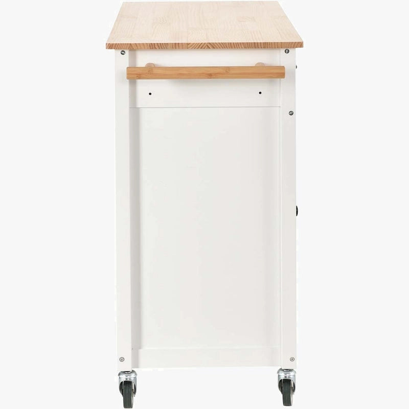 Kitchen Island Cart with Solid Wood Top and Locking Wheels