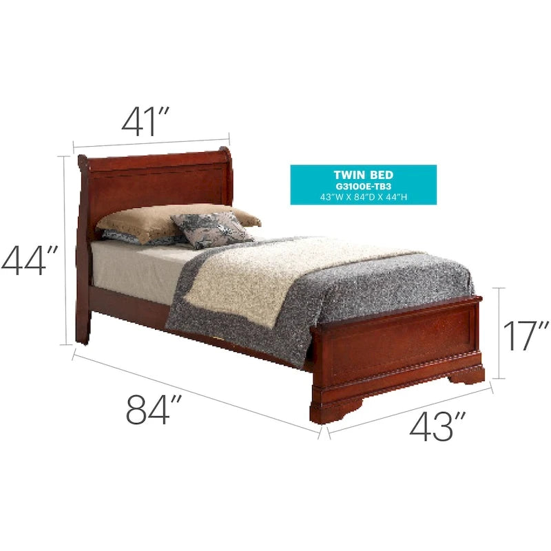 Louis Philippe Sleigh Twin Panel Bed