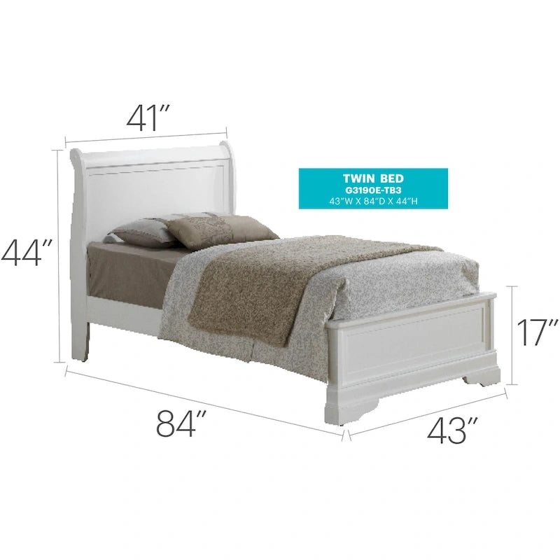 Louis Philippe Sleigh Twin Panel Bed