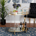 Nakano Contemporary Glam and Luxe Gold Metal and Mirrored Glass 2-Tier Wine Cart
