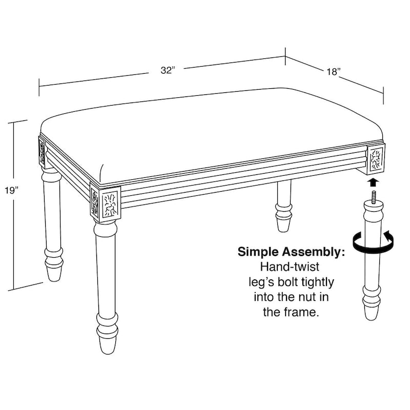 Caramel Chinoiserie Bench with Wood Stain Finish
