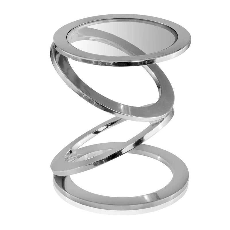 HomeRoots 17 Silver And Clear Glass and Aluminum Round Abstract End Table
