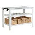 Kitchen Island with 3 Pull Out Baskets in White