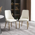 Modern Cream White Faux Leather Dining Chairs (set of 2) - N/A