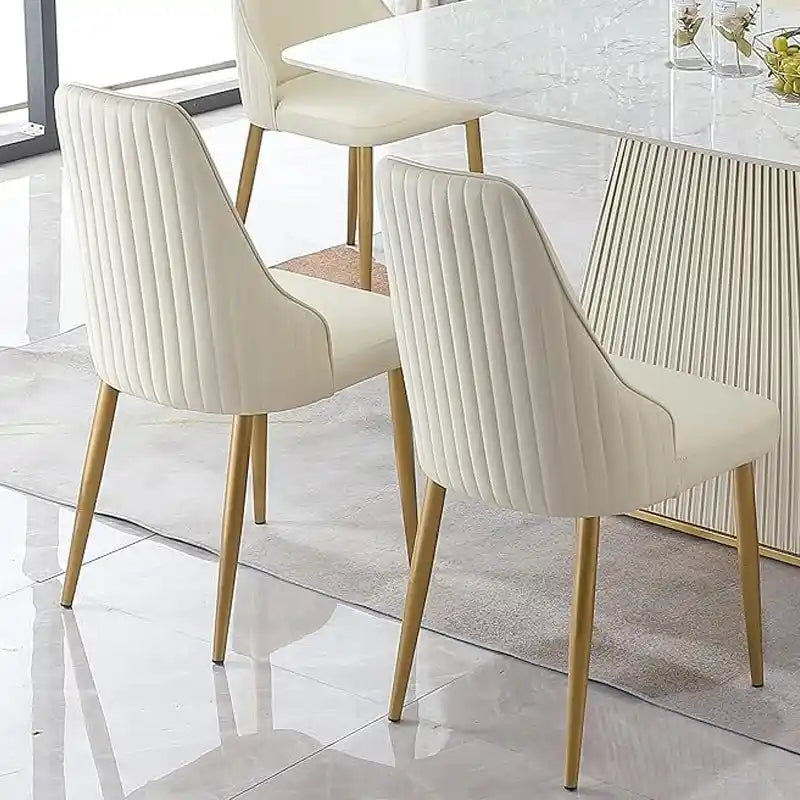 Modern Cream White Faux Leather Dining Chairs (set of 2) - N/A