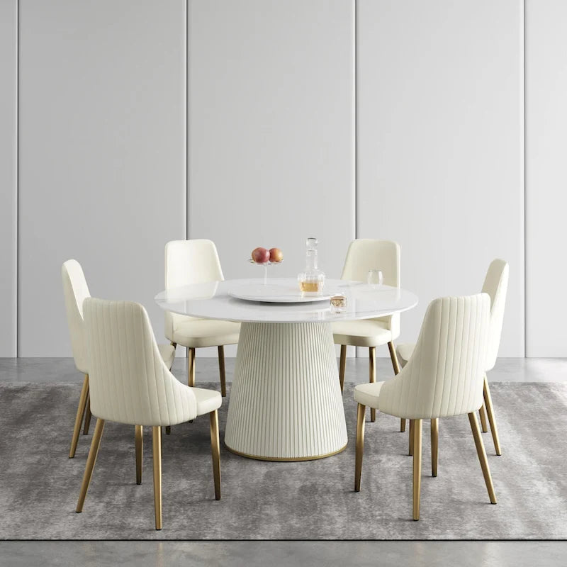 Modern Cream White Faux Leather Dining Chairs (set of 2) - N/A