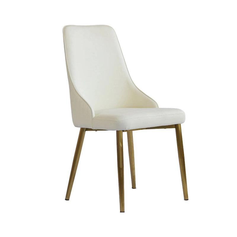 Modern Cream White Faux Leather Dining Chairs (set of 2) - N/A