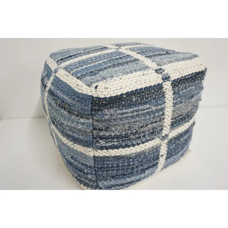 Home&Manor Wool Cotton Marinez Pouf