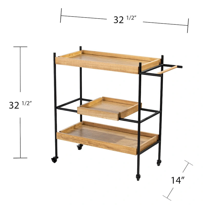 SEI Furniture Livingston Rolling Bar Cart