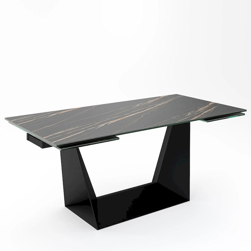 Davee Extendable Dining Table with Slate black Ceramic Top - 106.3/70.87*35.43*29.53
