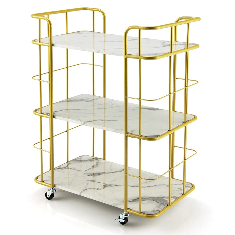 Home Island Service Cart 3 Tier Gold Bar Cart Home Island on Wheels