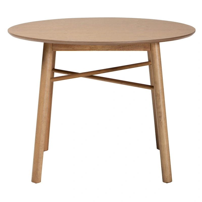 Denmark Mid-Century Modern French Oak Brown Finished Rubberwood Dining Table - N/A