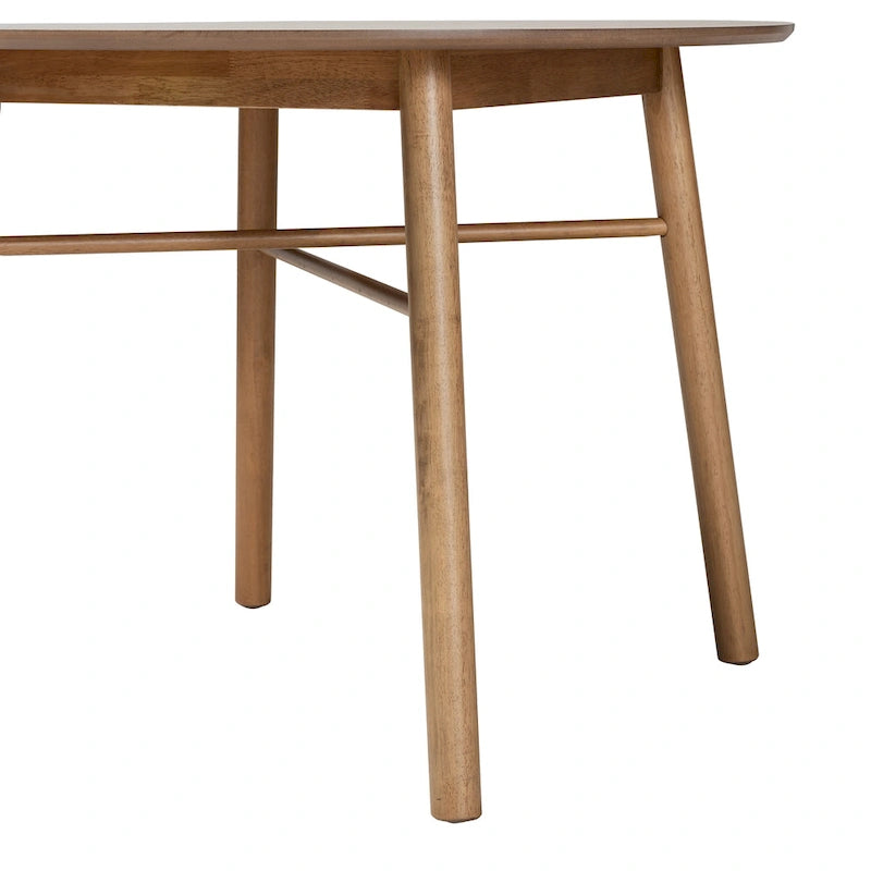 Denmark Mid-Century Modern French Oak Brown Finished Rubberwood Dining Table - N/A