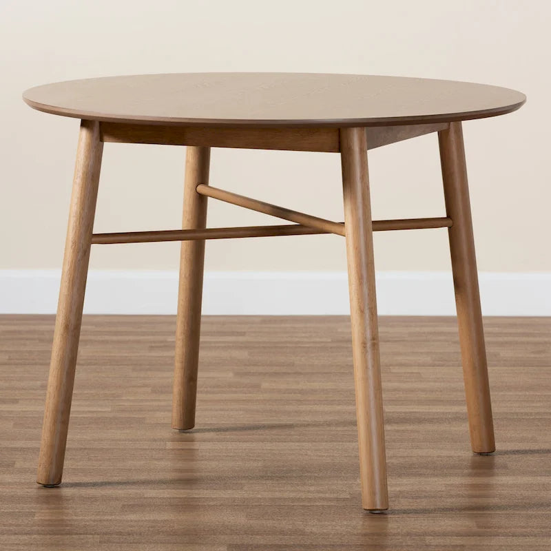 Denmark Mid-Century Modern French Oak Brown Finished Rubberwood Dining Table - N/A