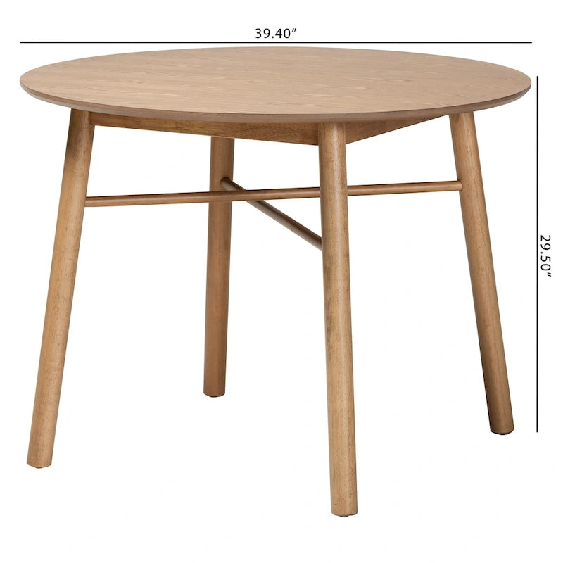 Denmark Mid-Century Modern French Oak Brown Finished Rubberwood Dining Table - N/A
