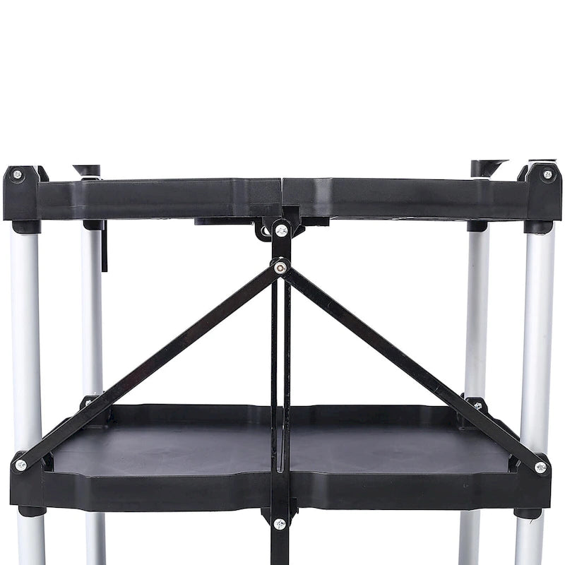 3-Tier Folding Collapsible Service Cart, 50 Lb Load Capacity per Shelf - 25.6Lx15.4Wx32.7H