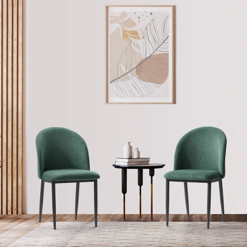 Nyla Upholstered Dining Chair With Black Legs, Set of 2