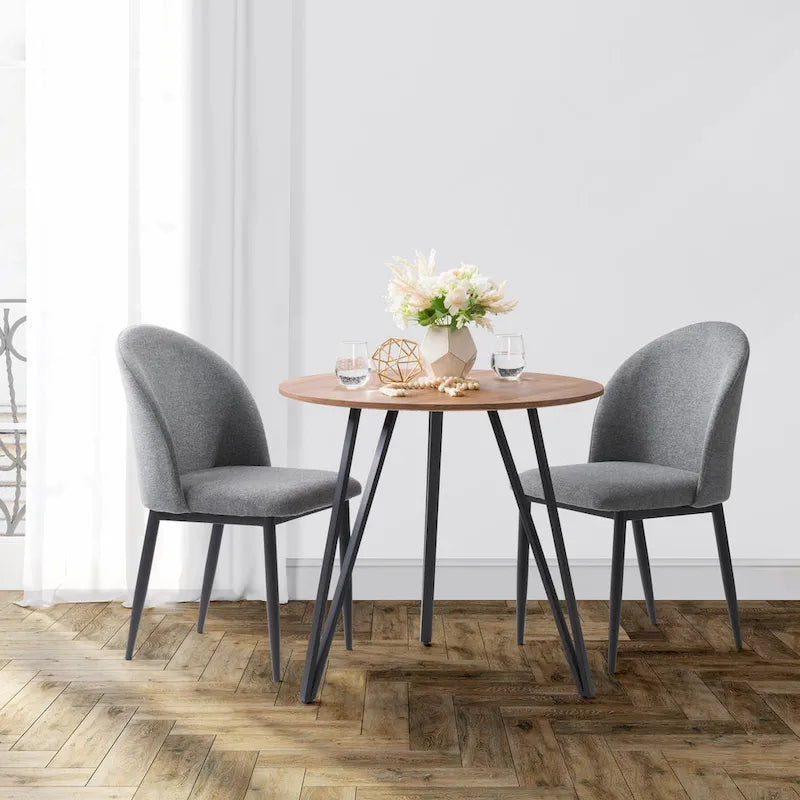 Nyla Upholstered Dining Chair With Black Legs, Set of 2