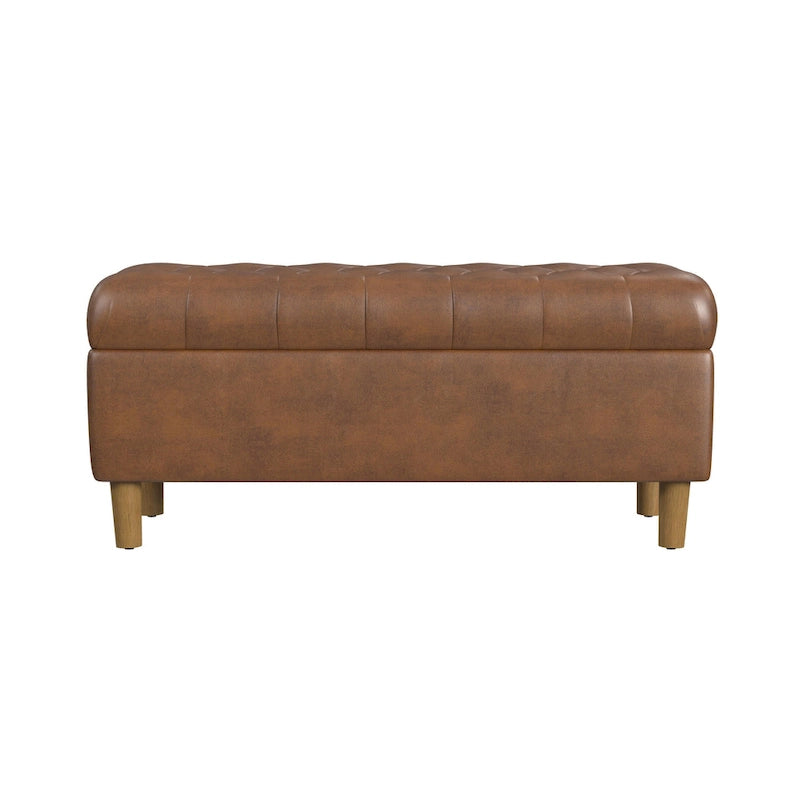 HomePop Button Tufted Top Storage Bench with Wood Legs