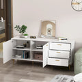 Timechee Sideboards Buffets w/ Storage Cabinet Drawers, Espresso/ White - 69L