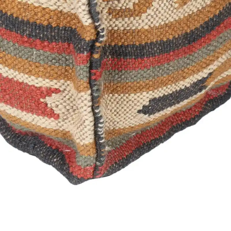 HERAT ORIENTAL Handmade Indo Wool and Jute Kilim Pouf