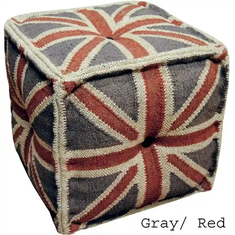 HERAT ORIENTAL Handmade Indo Wool and Jute Kilim Pouf